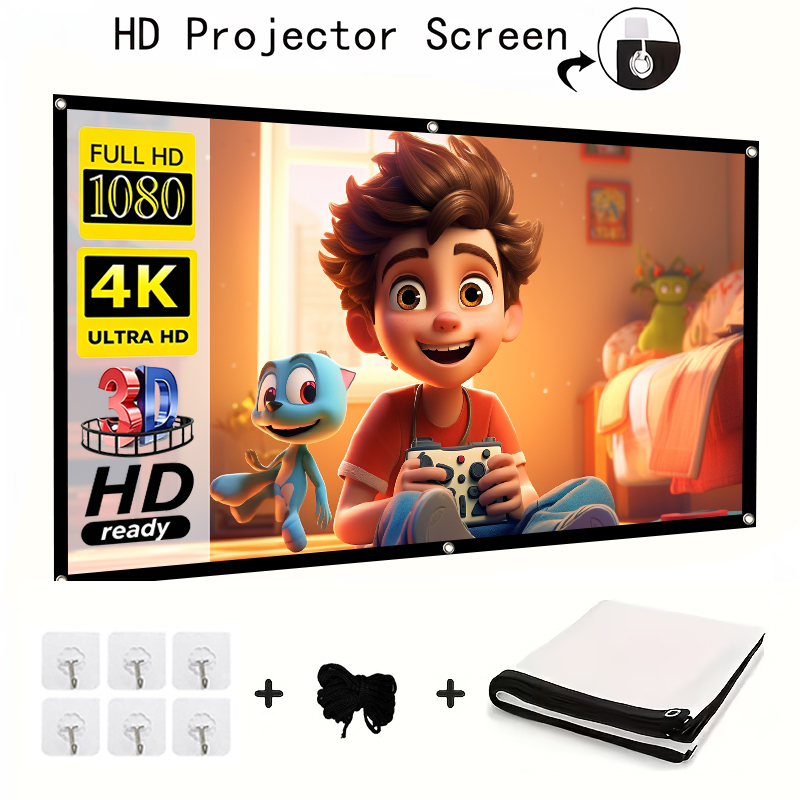 Home Cinema Portable - Draagbaar projectorscherm, geen boren nodig, wit,