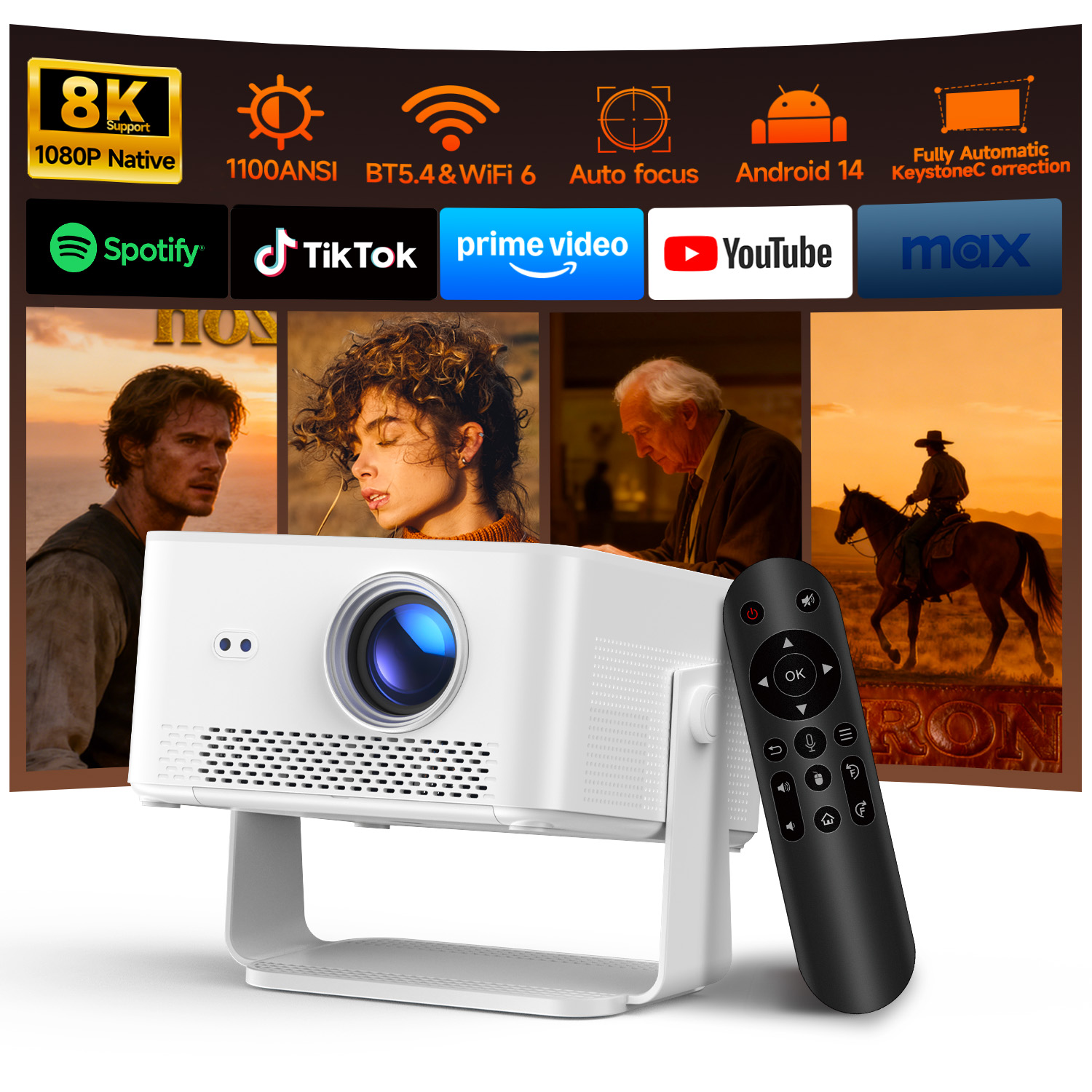 Home Cinema Portable - Magcubic Draagbare Buitenprojector 1100ANSI 1080P Autofocus