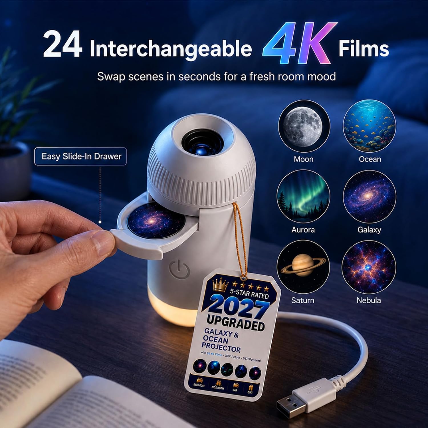 4K USB-projector nachtlampje,  - Home Cinema Led Projector recensie en prijs