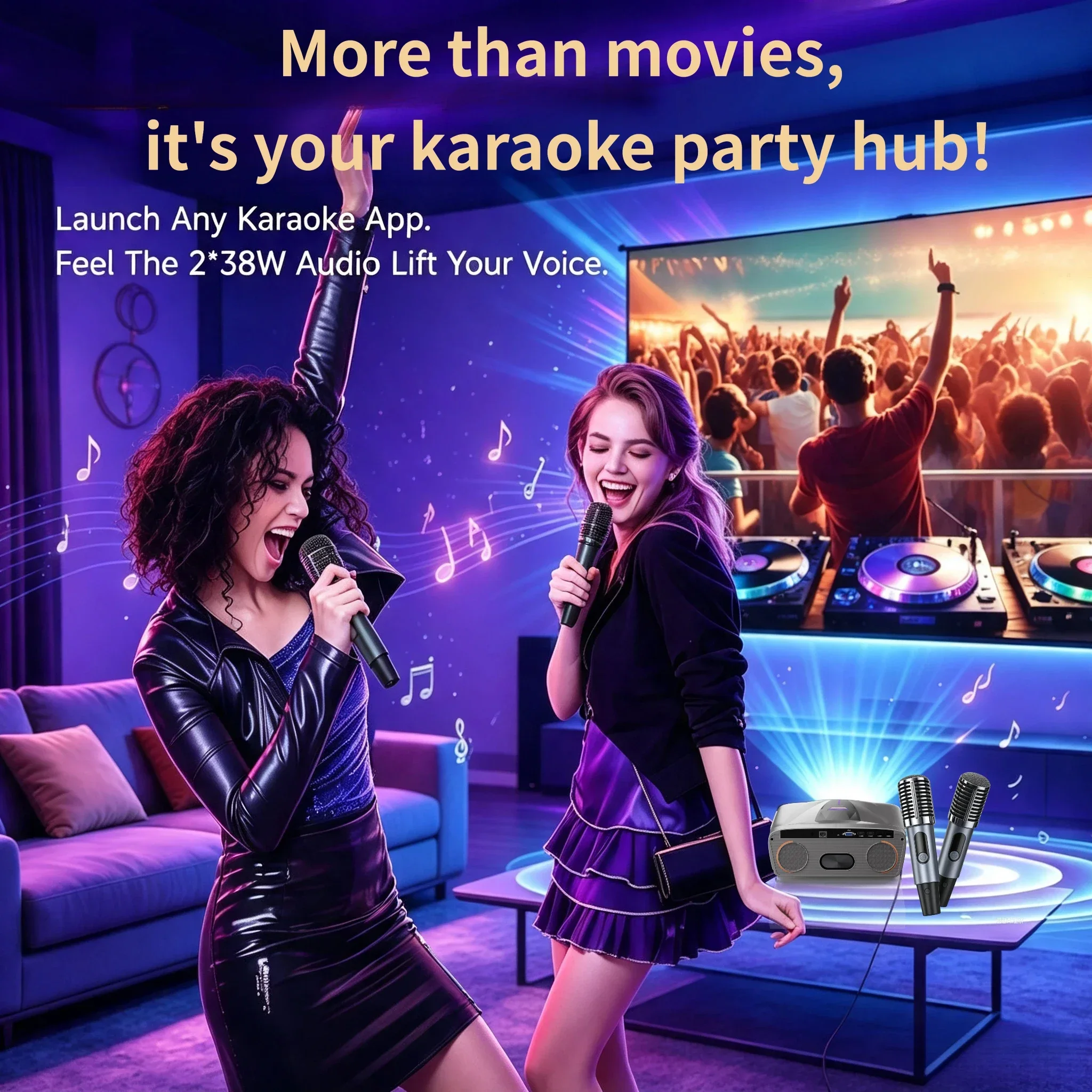 Nieuwe E9 4KUHD 4200ANSI proje - Home Cinema Karaoke Projector recensie en prijs